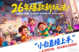 26年爆款新玩法,儿童科普AI视频,全流程实操,轻松做爆款内容,小白直接上手,附详细玩法教程-网创项目