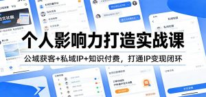 个人影响力打造实战课:公域获客+私域IP+知识付费,打通IP变现闭环-网创项目