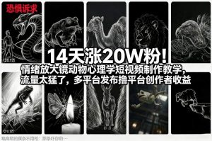 14天涨20W粉！情绪放大镜动物心理学短视频制作教学，流量太猛了，多平台发布撸平台创作者收益-网创项目