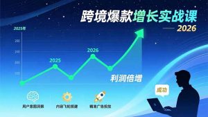 跨境爆款增长实战课，教授用户意图洞察、内容飞轮搭建、精准广告投放，助力卖家2026年利润倍增-网创项目