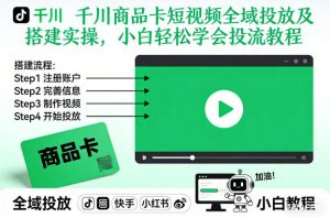 千川商品卡短视频全域投放及搭建实操，小白轻松学会投流教程(更新26年2月)-网创项目
