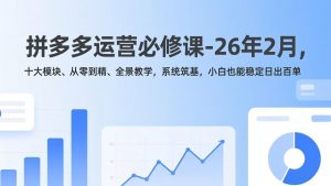 拼多多运营必修课-26年2月，十大模块、从零到精、全景教学，系统筑基，小白也能稳定日出百单-网创项目