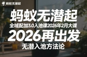 蚂蚁无潜不起全域配抖加3.0入池课2026年2月大课，2026再出发，无潜入池方法论-网创项目