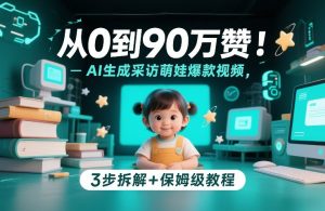 从0到90万赞：AI生成采访萌娃爆款视频，3步拆解+保姆级教程-网创项目