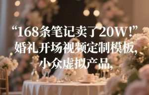 168条笔记卖了20W！婚礼开场视频定制模板，小众虚拟产品-网创项目