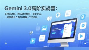 Gemini 3.0高阶实战营：多模态通吃、职场效率翻倍、副业变现，一周跑通月入两万(教程+飞书资料-网创项目