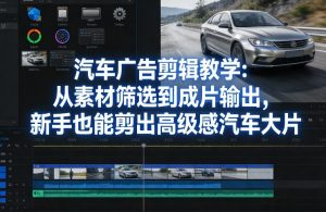 汽车广告剪辑教学：从素材筛选到成片输出，新手也能剪出高级感汽车大片-网创项目