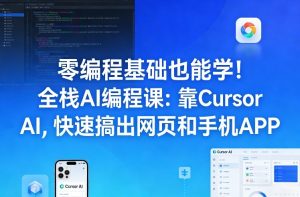 零编程基础也能学！全栈AI编程课：靠Cursor AI，快速搞出网页和手机APP-网创项目