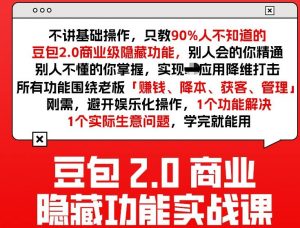 豆包2.0商业隐藏功能实战课2026，1个功能解决1个实际生意问题，学完就能用-网创项目