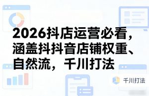 2026抖店运营必看，涵盖抖音店铺权重、自然流，千川打法-网创项目