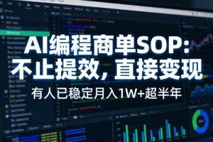 AI编程商单SOP，AI编程不能只给工作提效，还要直接变现，有人已经稳定月入1W+半年了-网创项目