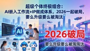 超级个体终极组合：AI嵌入工作流+IP做成体系，2026一起破局，要么升级要么被淘汰-网创项目