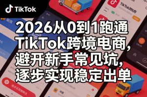 2026从0到1跑通TikTok跨境电商，避开新手常见坑，逐步实现稳定出单-网创项目