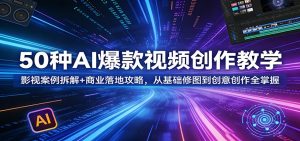 50种AI爆款视频创作教学：影视案例拆解+商业落地攻略，从基础修图到创意创作全掌握-网创项目