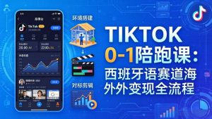 TIKTOK 0-1 陪跑课：从环境搭建到刷对标剪辑，西班牙语赛道海外变现全流程-网创项目