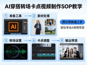 AI穿搭转场卡点视频制作SOP教学，两分钟快速上手，轻松学会AI穿搭带货-网创项目