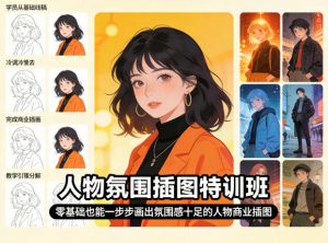 人物氛围插图特训班，零基础也能一步步画出氛围感十足的人物商业插图-网创项目