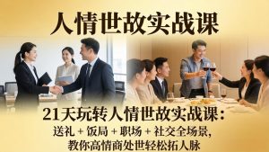 21 天玩转人情世故实战课：送礼 + 饭局 + 职场 + 社交全场景，教你高情商处世轻松拓人脉-网创项目