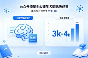 公众号流量主新跑通心理学名词玩法，单账号月综合变现3k-4k-网创项目