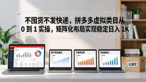 不囤货不发快递，拼多多虚拟类目从 0 到 1 实操，矩阵化布局实现稳定日入 1K-网创项目