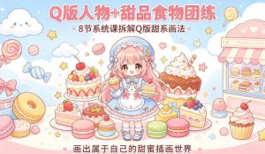 Q版人物+甜品食物团练，8节系统课拆解Q版甜系画法，画出属于自己的甜蜜插画世界-网创项目