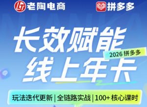 拼多多线上SVIP线上年卡，从认知到基础、从推广到活动、从活动到玩法，全链路实战(26年4月15日更新)-网创项目