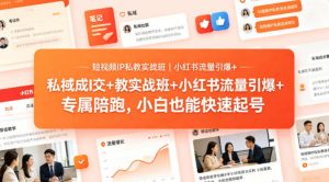 短视频IP私教实战班｜小红书流量引爆+私域成交+带徒盈利，专属陪跑，小白也能快速起号-网创项目