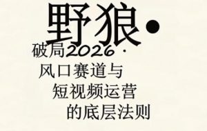 野狼团队·多平台实操运营课，覆盖AI口播、服装、好物、漫剪等热门玩法(更新4月)-网创项目