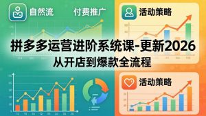 拼多多运营进阶系统课-更新2026：从开店到爆款全流程，自然流+付费推广+活动策略-网创项目