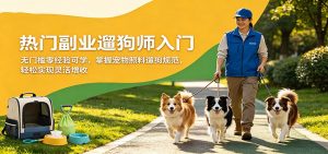 热门副业遛狗师入门，无门槛零经验可学，掌握宠物照料遛狗规范，轻松实现灵活增收-网创项目