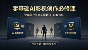 零基础AI影视创作必修课，全套僵尸系列实操教程加配套资料，全程答疑带你独立完整出片-网创项目