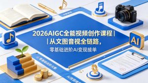 2026AIGC全能视频创作课程｜从文图音视全链路，零基础进阶AI变现接单-网创项目