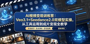AI视频变现训练营|Veo3.1+Seedance2.0双模型实操,从工具运用到成片变现全教学-网创项目