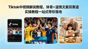 Tiktok中视频解说教程,体育+温情文案双赛道实操教程一站式带你落地-网创项目
