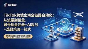 TikTok跨境出海全链路自动化:从流量到留量,账号批量注册+AI起号+选品策略一站式-网创项目