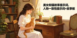 美女和猫故事提示词,人物一致性提示词+故事板-网创项目