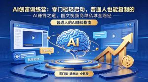 AI创富训练营:零门槛轻启动,普通人也能复制的AI赚钱之道,图文视频商单私域全路径-网创项目