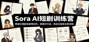 Sora AI短剧训练营:精通分镜剧本剧情创作,掌握IP打造、商业化接单全套流程-网创项目