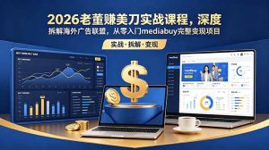 2026老董赚美刀实战课程,深度拆解海外广告联盟,从零入门mediabuy完整变现项目-网创项目