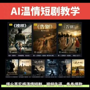 抖音58W粉丝博主的AI温情短剧玩法,条条爆款,伙伴计划+精选独家收益,商单收徒等(更新6月)-网创项目
