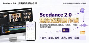 Seedance 2.0短剧短视频创作课,零基础快速产出爆款短剧、短视频、MV内容,落地做账号实现变现-网创项目