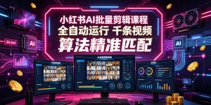 小红书AI批量剪辑课程,24小时全自动运行,解放双手专注运营,千条视频批量处理,小红书算法精准匹配-网创项目