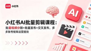 小红书AI批量剪辑课程:批量视频分割+批量发布+交叉发布,多账号矩阵运营提效-网创项目