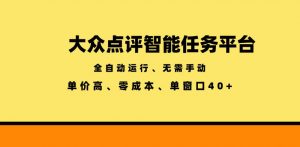 大众点评智能任务平台，全自动运行、无需手动，单价高、零成本、单窗口40+【揭秘】-网创项目
